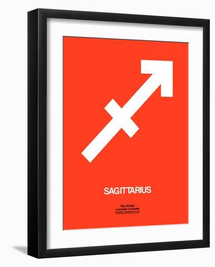 Sagittarius Zodiac Sign White on Orange-NaxArt-Framed Art Print