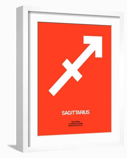 Sagittarius Zodiac Sign White on Orange-NaxArt-Framed Art Print