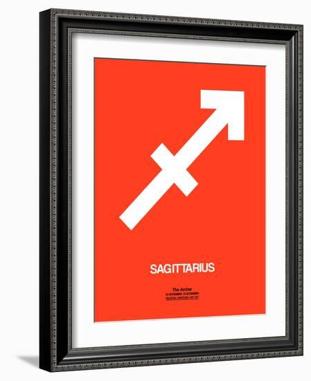 Sagittarius Zodiac Sign White on Orange-NaxArt-Framed Art Print