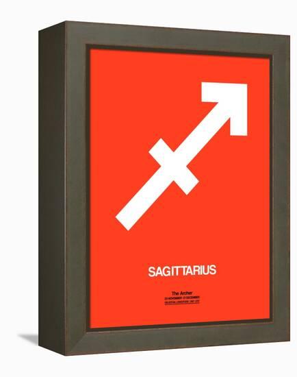 Sagittarius Zodiac Sign White on Orange-NaxArt-Framed Stretched Canvas