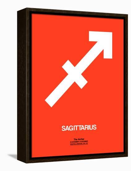 Sagittarius Zodiac Sign White on Orange-NaxArt-Framed Stretched Canvas