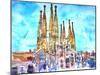 Sagrada Famila in Barcelona with Blue Sky-Markus Bleichner-Mounted Art Print