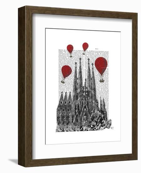 Sagrada Familia and Red Hot Air Balloons-Fab Funky-Framed Art Print