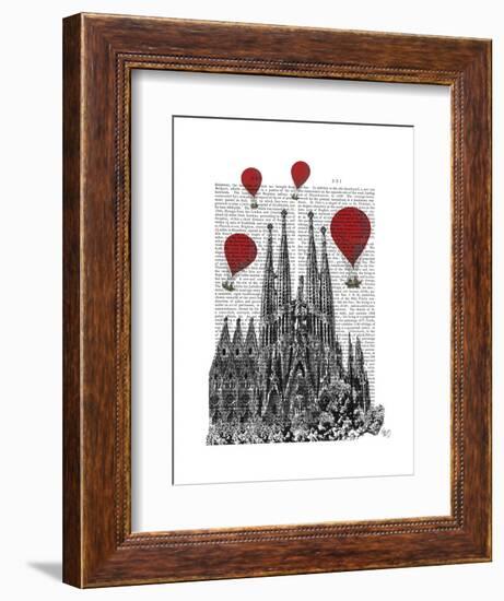 Sagrada Familia and Red Hot Air Balloons-Fab Funky-Framed Art Print