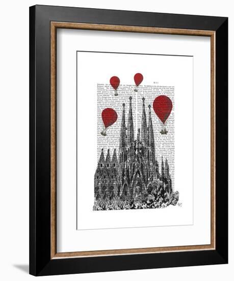 Sagrada Familia and Red Hot Air Balloons-Fab Funky-Framed Art Print