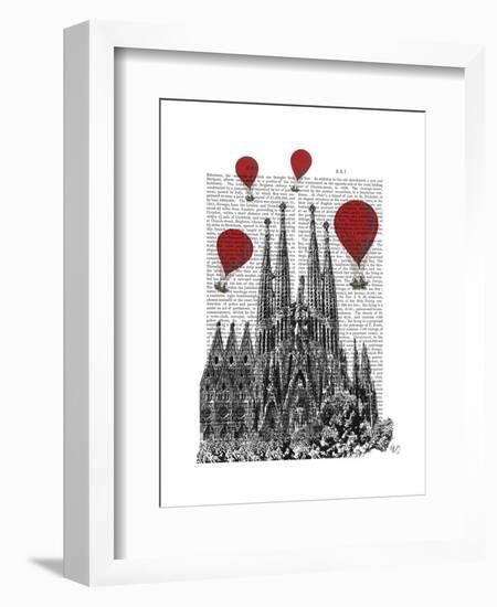 Sagrada Familia and Red Hot Air Balloons-Fab Funky-Framed Art Print