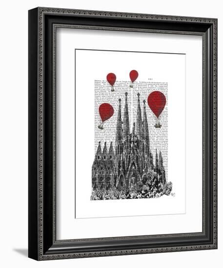 Sagrada Familia and Red Hot Air Balloons-Fab Funky-Framed Art Print