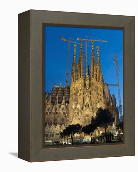 Sagrada Familia at Dusk, UNESCO World Heritage Site, Barcelona, Catalonia, Spain, Europe-Sergio Pitamitz-Framed Premier Image Canvas