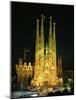 Sagrada Familia, the Gaudi Cathedral, Illuminated at Night in Barcelona, Cataluna, Spain-Nigel Francis-Mounted Photographic Print