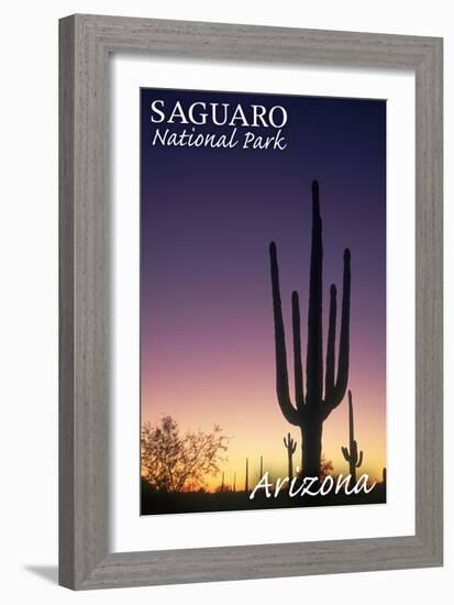 Saguaro National Park, Arizona - Cactus at Dawn-Lantern Press-Framed Art Print