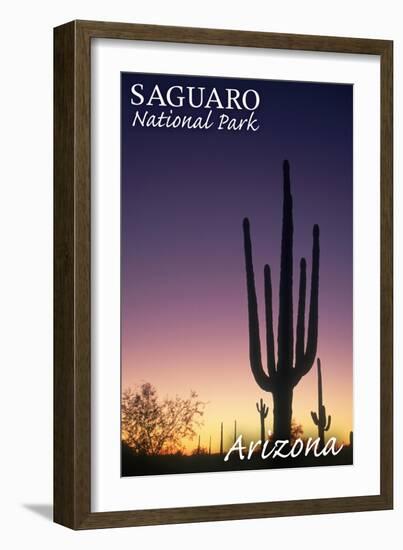 Saguaro National Park, Arizona - Cactus at Dawn-Lantern Press-Framed Art Print