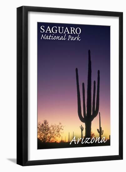 Saguaro National Park, Arizona - Cactus at Dawn-Lantern Press-Framed Art Print