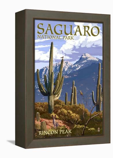 Saguaro National Park, Arizona - Rincon Peak-Lantern Press-Framed Stretched Canvas