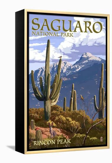 Saguaro National Park, Arizona - Rincon Peak-Lantern Press-Framed Stretched Canvas