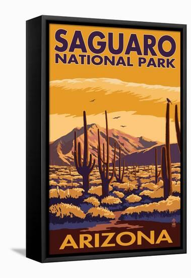 Saguaro National Park, Arizona-Lantern Press-Framed Stretched Canvas
