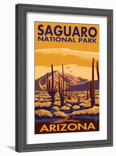 Saguaro National Park, Arizona-Lantern Press-Framed Art Print