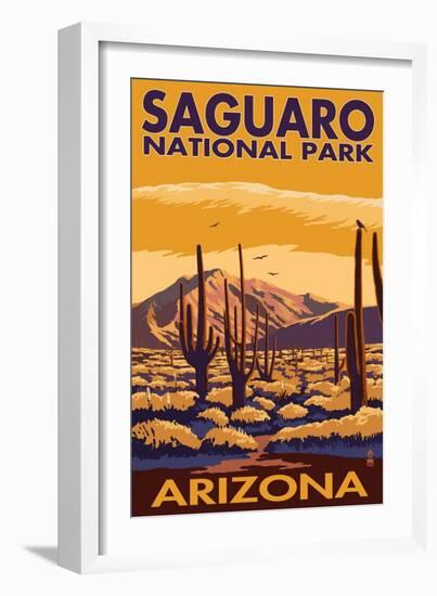 Saguaro National Park, Arizona-Lantern Press-Framed Art Print