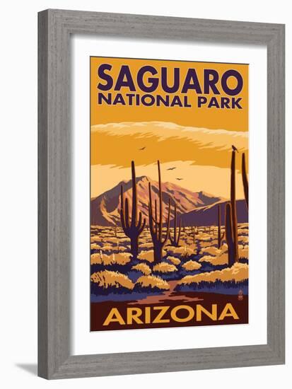 Saguaro National Park, Arizona-Lantern Press-Framed Premium Giclee Print