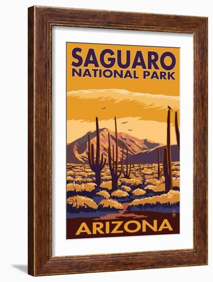 Saguaro National Park, Arizona-Lantern Press-Framed Premium Giclee Print