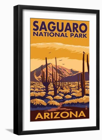 Saguaro National Park, Arizona-Lantern Press-Framed Premium Giclee Print