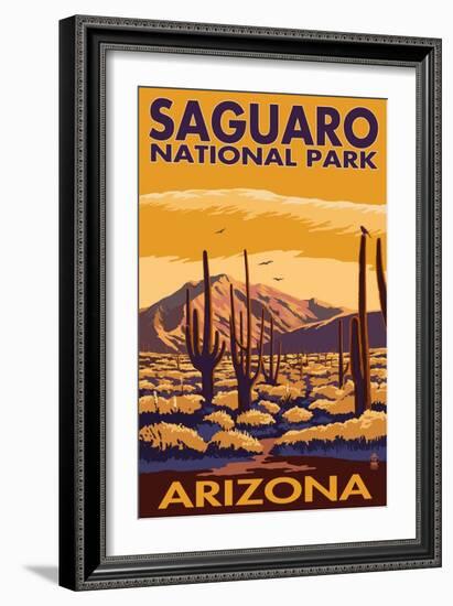 Saguaro National Park, Arizona-Lantern Press-Framed Premium Giclee Print