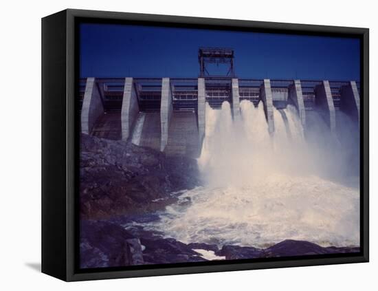 Saguenay River Water Falling Through Slices Atop Shipshaw Dam-Andreas Feininger-Framed Premier Image Canvas