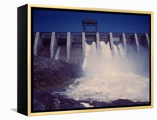 Saguenay River Water Falling Through Slices Atop Shipshaw Dam-Andreas Feininger-Framed Premier Image Canvas