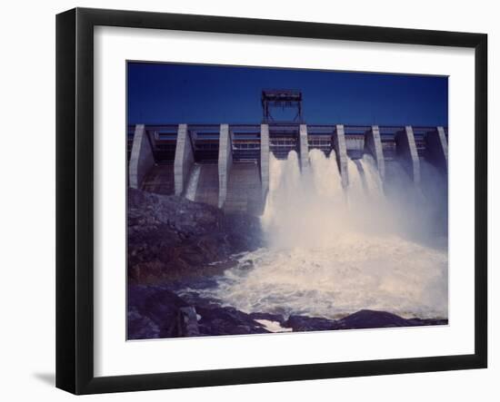 Saguenay River Water Falling Through Slices Atop Shipshaw Dam-Andreas Feininger-Framed Premium Photographic Print