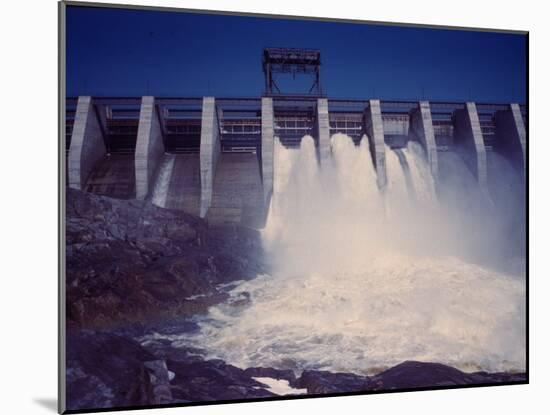 Saguenay River Water Falling Through Slices Atop Shipshaw Dam-Andreas Feininger-Mounted Premium Photographic Print