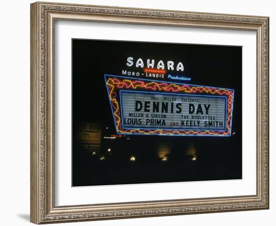 Sahara Sign Advertising Dennis Day. Las Vegas, 1955-Loomis Dean-Framed Photographic Print