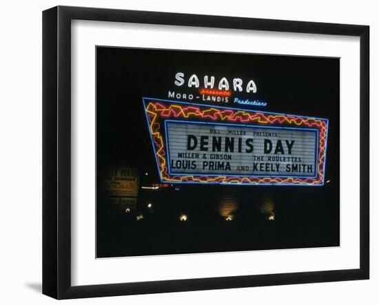 Sahara Sign Advertising Dennis Day. Las Vegas, 1955-Loomis Dean-Framed Photographic Print