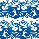 Seamless Stormy Ocean Waves Pattern-sahua d-Framed Stretched Canvas