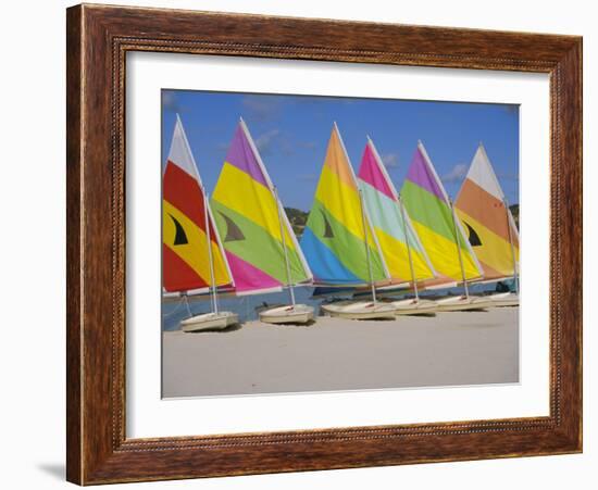 Sail Boats on the Beach, St. James Club, Antigua, Caribbean, West Indies, Central America-J Lightfoot-Framed Photographic Print