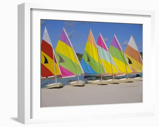 Sail Boats on the Beach, St. James Club, Antigua, Caribbean, West Indies, Central America-J Lightfoot-Framed Photographic Print