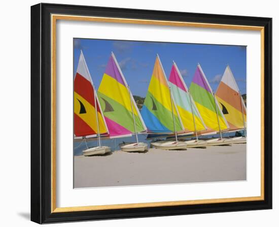 Sail Boats on the Beach, St. James Club, Antigua, Caribbean, West Indies, Central America-J Lightfoot-Framed Photographic Print