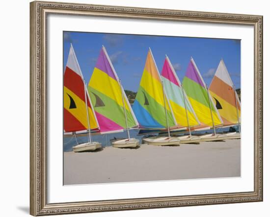 Sail Boats on the Beach, St. James Club, Antigua, Caribbean, West Indies, Central America-J Lightfoot-Framed Photographic Print