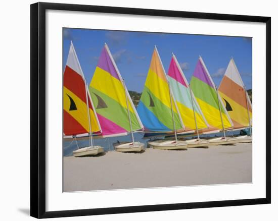 Sail Boats on the Beach, St. James Club, Antigua, Caribbean, West Indies, Central America-J Lightfoot-Framed Photographic Print