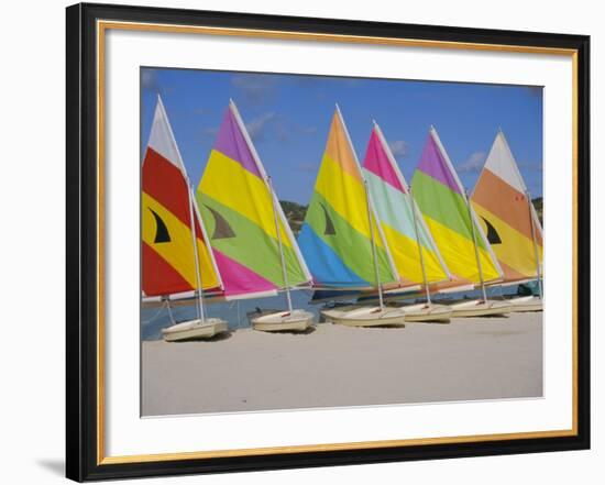 Sail Boats on the Beach, St. James Club, Antigua, Caribbean, West Indies, Central America-J Lightfoot-Framed Photographic Print