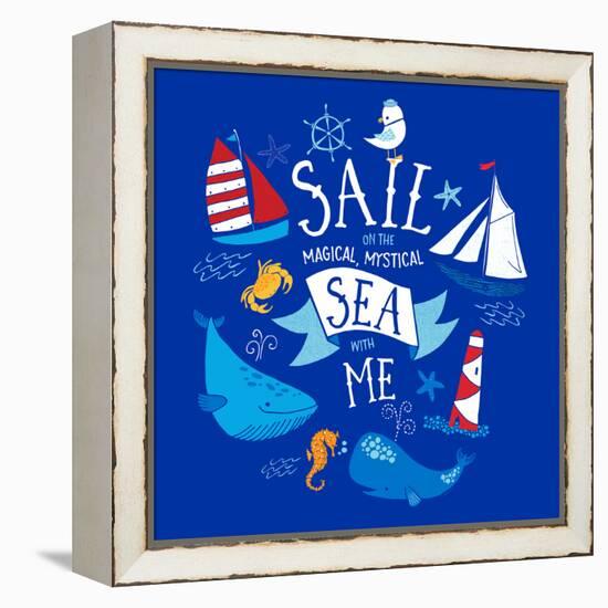 Sail on the Sea with Me-Heather Rosas-Framed Stretched Canvas