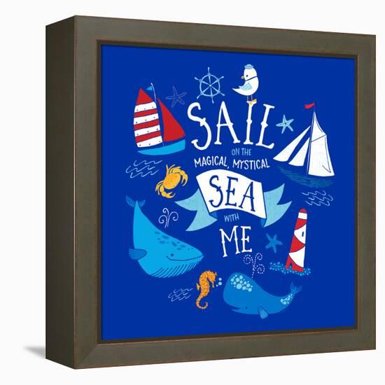 Sail on the Sea with Me-Heather Rosas-Framed Stretched Canvas