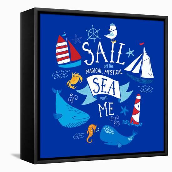 Sail on the Sea with Me-Heather Rosas-Framed Stretched Canvas