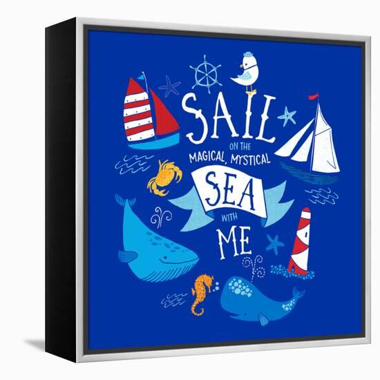 Sail on the Sea with Me-Heather Rosas-Framed Stretched Canvas