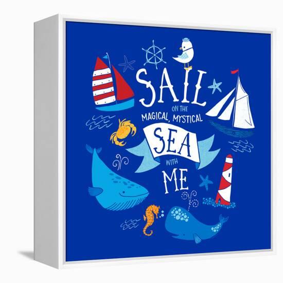 Sail on the Sea with Me-Heather Rosas-Framed Stretched Canvas