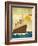 Sail The World - Vintage Poster With Ocean-Liner And Cityscape-LanaN.-Framed Art Print