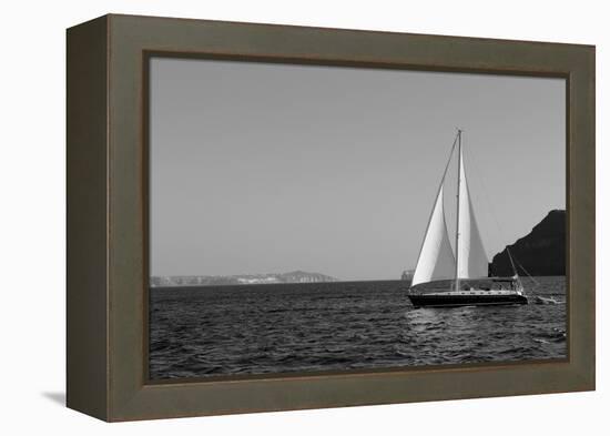 Sailboat Aegean Sea Santorini Greece-null-Framed Stretched Canvas