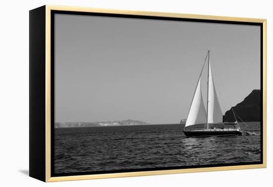 Sailboat Aegean Sea Santorini Greece-null-Framed Stretched Canvas