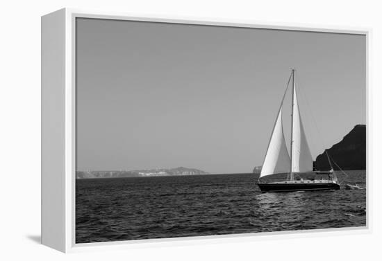 Sailboat Aegean Sea Santorini Greece-null-Framed Stretched Canvas