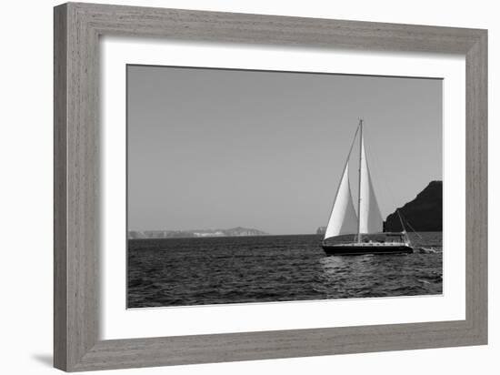 Sailboat Aegean Sea Santorini Greece-null-Framed Photo