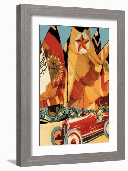 Sailboat and Automobile-Vittorio Grassi-Framed Art Print