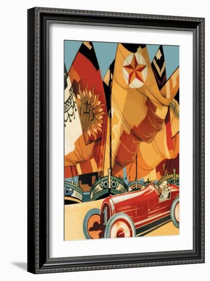 Sailboat and Automobile-Vittorio Grassi-Framed Art Print